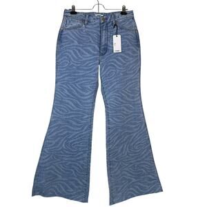 Wrangler Wanderer 622 Jeans 30x32 Blue Denim High Rise Flare Tiger Print NWT